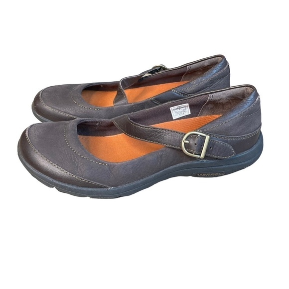 Merrell Dassie Mary Jane Shoes Espresso Brown Leather Slip On Womens Size 7.5 - Picture 1 of 11